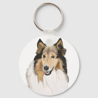 Rough Collie portrait Doppelseitig Schlüsselanhänger