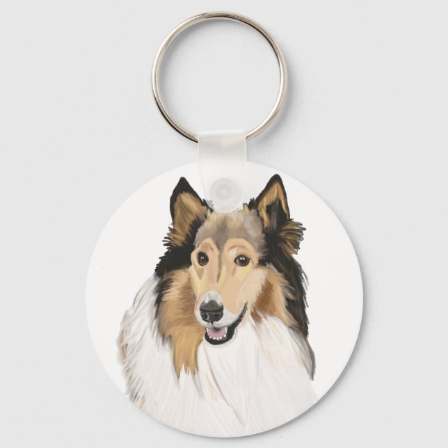 Rough Collie portrait Doppelseitig Schlüsselanhänger (Vorderseite)