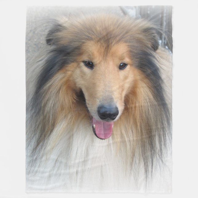 Rough Collie-Portrait Fleecedecke (Vorderseite)