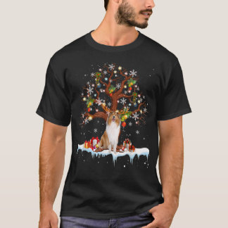Rough Collie Reindeer Kostüme Weihnachtsschmuck T-Shirt