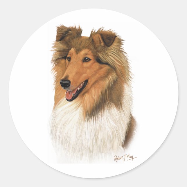 Rough Collie Runder Aufkleber (Vorderseite)