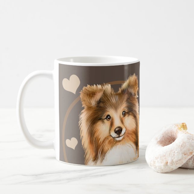 Rough Collie Sheltie Dog jeden Snack, den Sie mach Kaffeetasse (Mit Donut)