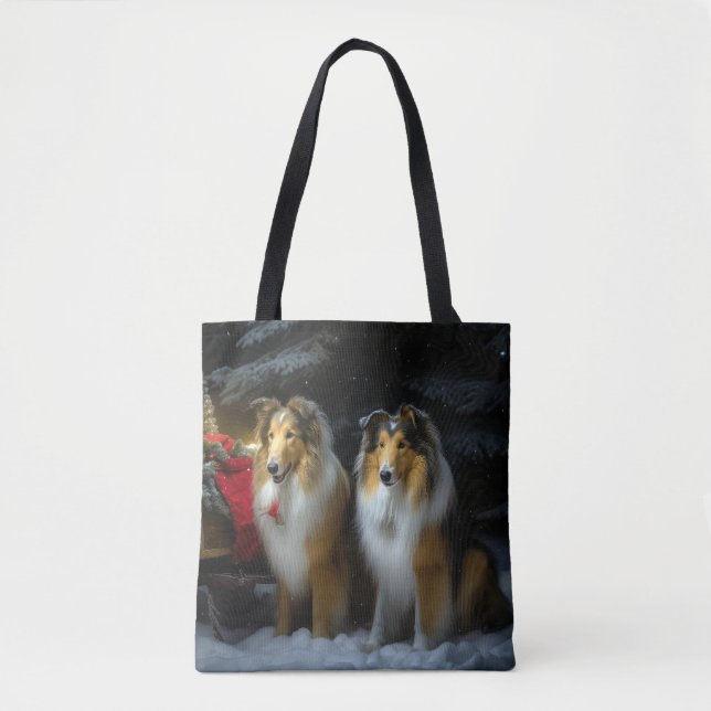 Rough Collie Snowy Sleigh Weihnachtsdekor (Vorderseite)