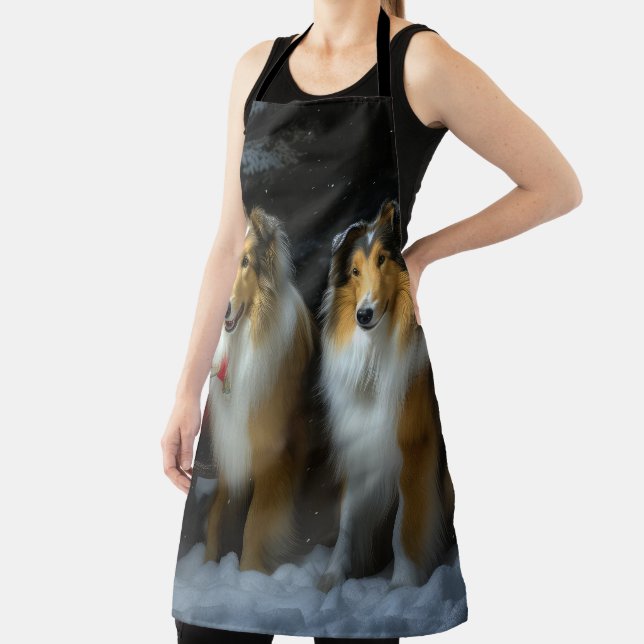 Rough Collie Snowy Sleigh Weihnachtsdekor Schürze (InSitu)