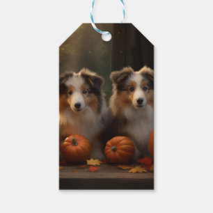 Rough Collie Welpe Autumn Delight Pumpen Geschenkanhänger