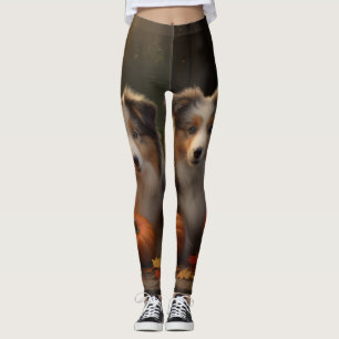 Rough Collie Welpe Autumn Delight Pumpen Leggings