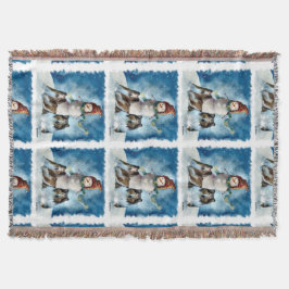 Rough Colliese mit Snowman Weihnachten Decke