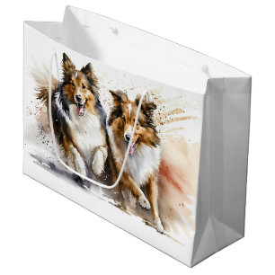 Rough Collieses Painting Große Geschenktüte