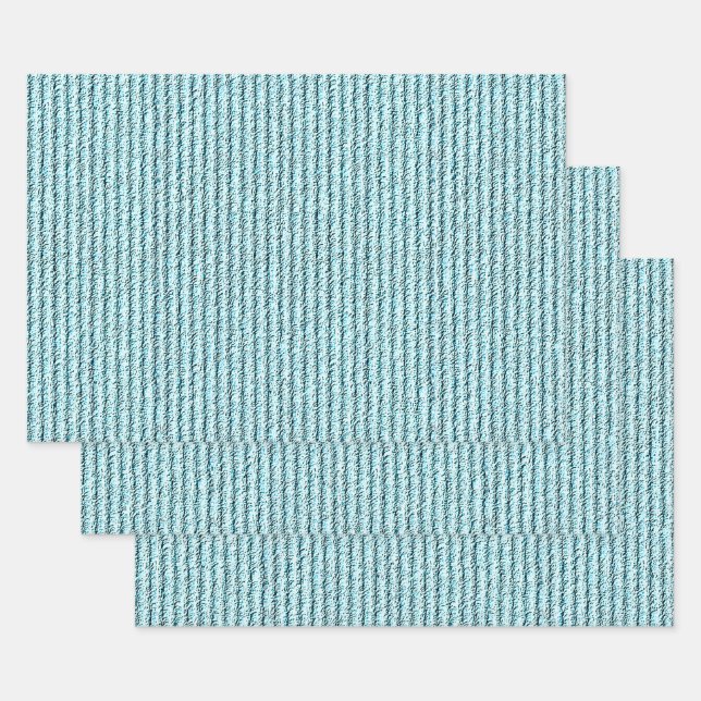 Rough Corduroy Streifen in Bright Aqua Geschenkpapier Set (Set)