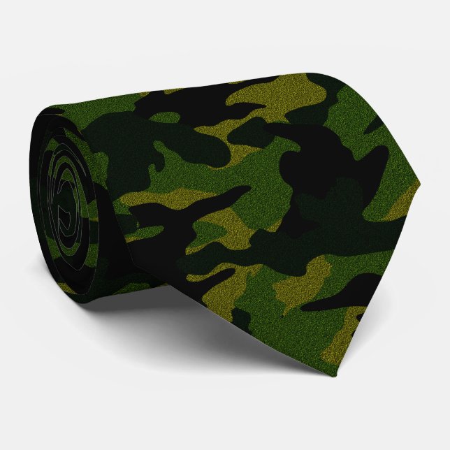 Rough Green Camouflage Military Camouflage Mens Ne Krawatte (Gerollt)