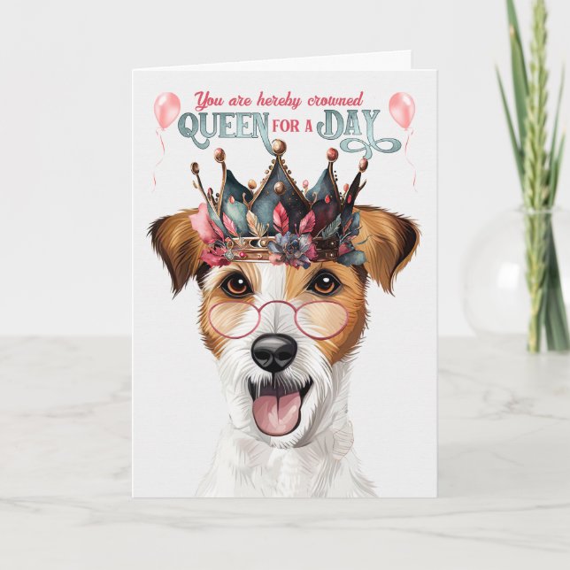 Rough Jack Russell Queen für Day Funny Birthday Karte (Vorderseite)