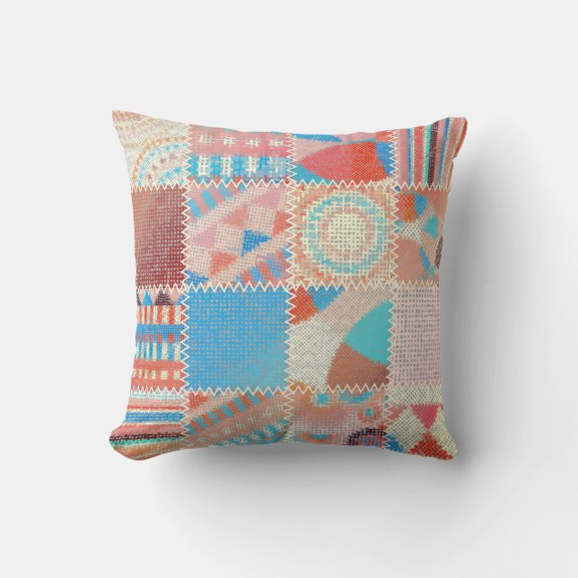 Rough Leinwand Patchwork: Texturierte Vintage Must Kissen (Vorderseite)