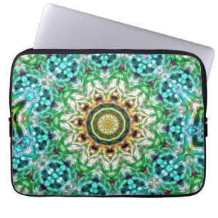 Rough Metal aqua blau und grüne Textur Mandala Laptopschutzhülle
