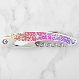 Rough mosaic orange to red and lilac, and funkel kellnermesser