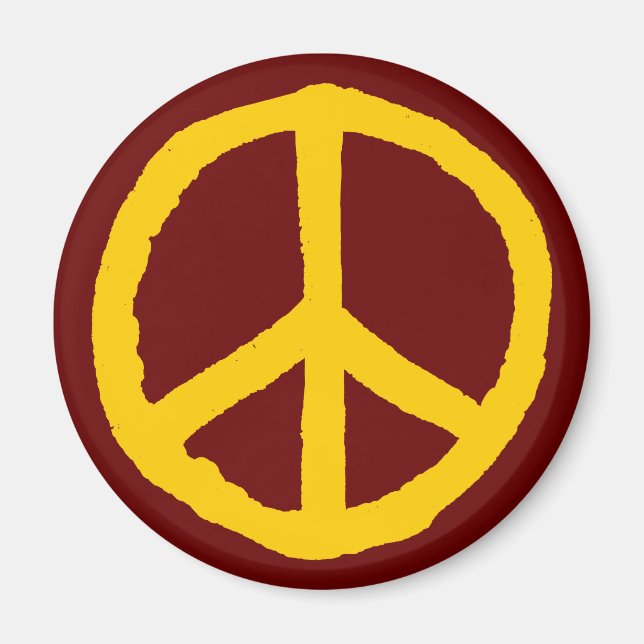 Rough Peace Symbol - Amber of Dark Maroon Magnet (Vorne)