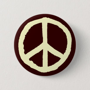 Rough Peace Symbol - Creme auf Brown Button