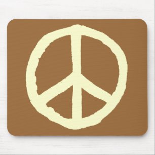 Rough Peace Symbol - Creme auf Brown Mousepad