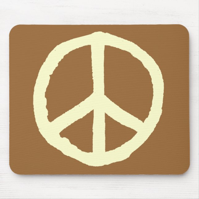 Rough Peace Symbol - Creme auf Brown Mousepad (Vorne)