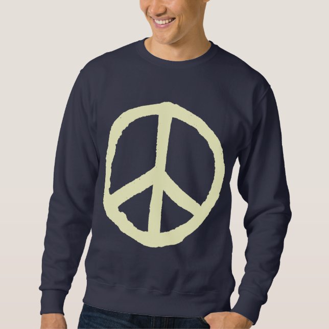 Rough Peace Symbol - Creme auf Dunkel Sweatshirt (Vorderseite)