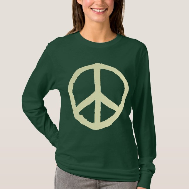 Rough Peace Symbol - Creme auf Dunkel T-Shirt (Vorderseite)