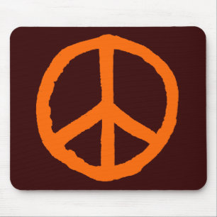 Rough Peace Symbol - Orange auf Dark Brown Mousepad
