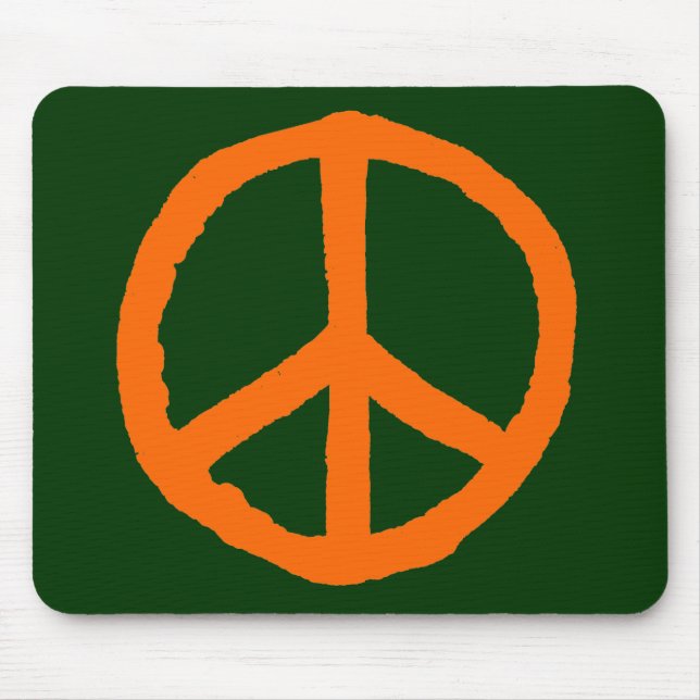 Rough Peace Symbol - Orange auf Dunkelgrün Mousepad (Vorne)