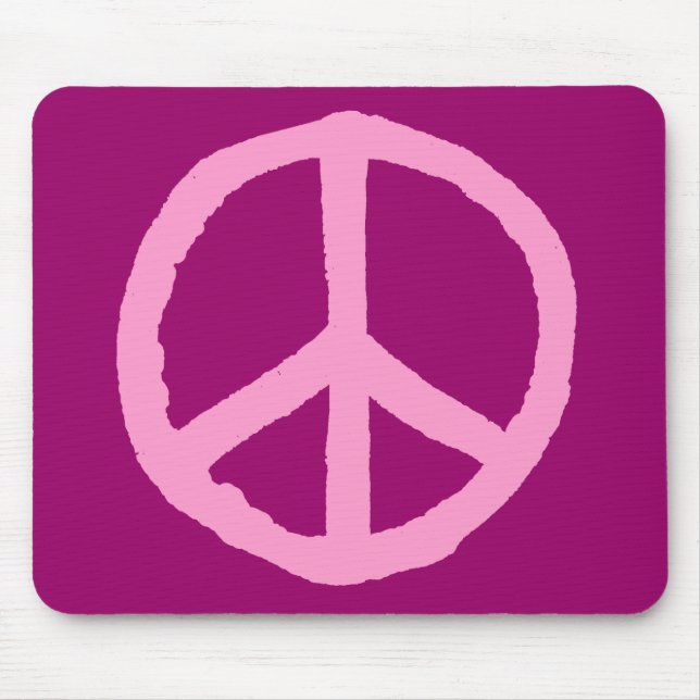 Rough Peace Symbol - Rosa auf dunkelrosa Mousepad (Vorne)