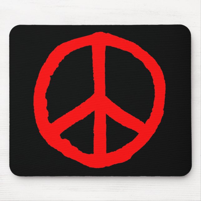 Rough Peace Symbol - Rot auf Schwarz Mousepad (Vorne)