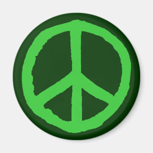 Rough Peace Symbol - Shades of Green Magnet