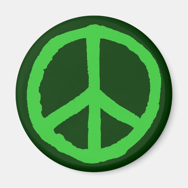 Rough Peace Symbol - Shades of Green Magnet (Vorne)