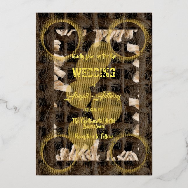 Rough Rope Stylish Border Wedding Folieneinladung (Vorderseite)