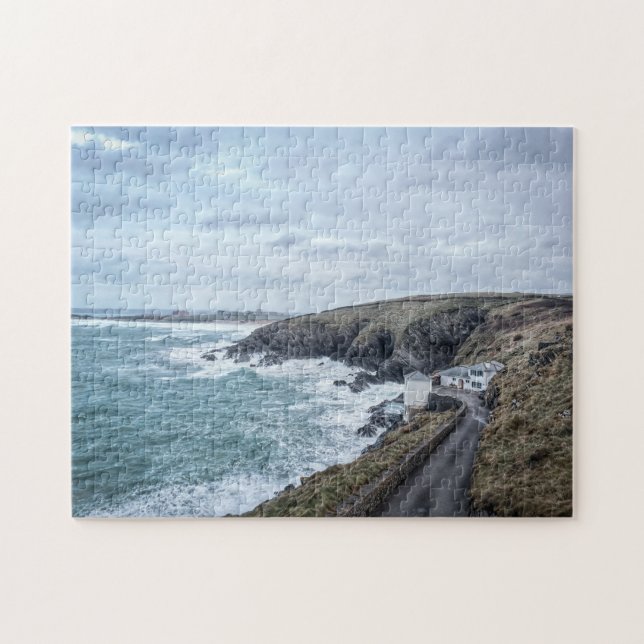 Rough Sea at Newquay Cornwall fotografisch Puzzle (Horizontal)