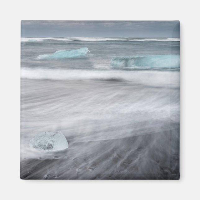 Rough Seascape with ice, iceland Magnet (Vorne)