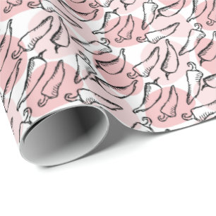 Rough Sketch Chile Paprikaschoten auf Rosa Geschenkpapier