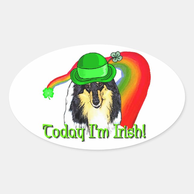 Rough Tri Collie Saint Patricks Ovaler Aufkleber (Vorderseite)