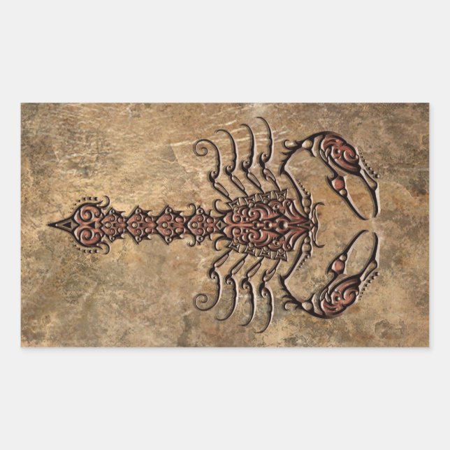 Rough Tribal Scorpion Rechteckiger Aufkleber (Vorderseite)