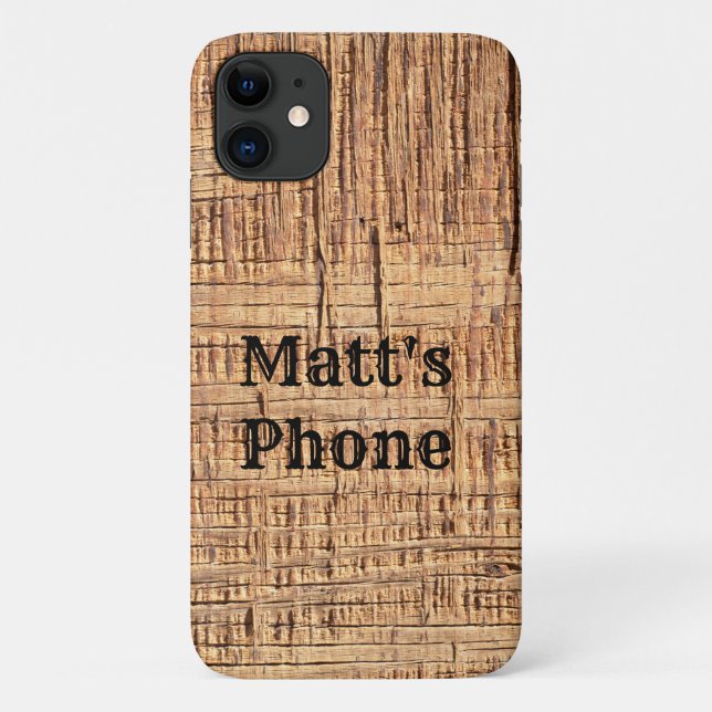 Rough Wood Grain Custom Text Phone Case (Rückseite)
