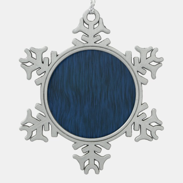 Rough Wood Grain Look Hintergrund Deep Blue Schneeflocken Zinn-Ornament (Vorderseite)