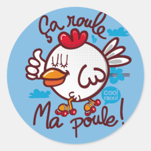 Roule ma poule runder aufkleber