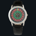 Roulette-Rad schwarze Lederuhr Armbanduhr<br><div class="desc">Roulette-Rad schwarze Lederuhr</div>