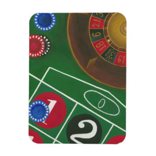 Roulette-Tabelle mit Chips und Rad Magnet