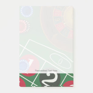 Roulette-Tabelle mit Chips und Rad Post-it Klebezettel