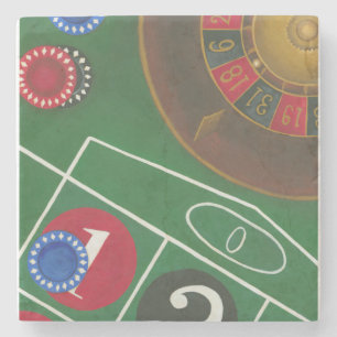 Roulette-Tabelle mit Chips und Rad Steinuntersetzer