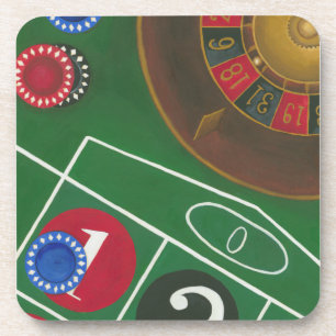 Roulette-Tabelle mit Chips und Rad Untersetzer