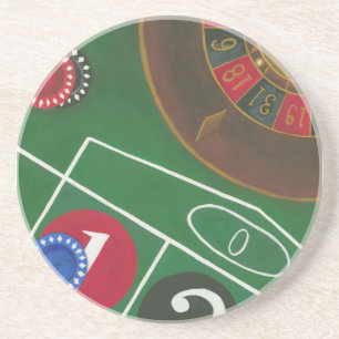 Roulette-Tabelle mit Chips und Rad Untersetzer