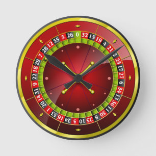 Roulette Wheel Red Round Clock Runde Wanduhr