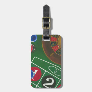 Roulettetisch mit Chips und Rädern Gepäckanhänger