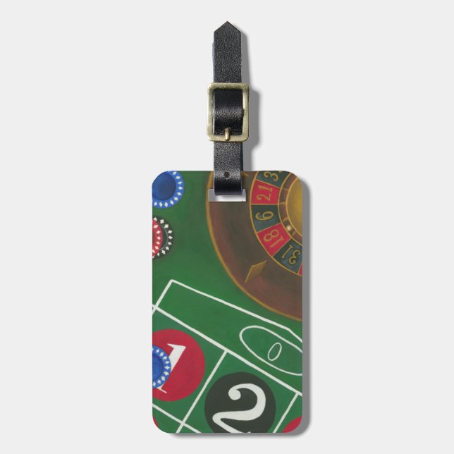 Roulettetisch mit Chips und Rädern Gepäckanhänger (Vorderseite vertikal)