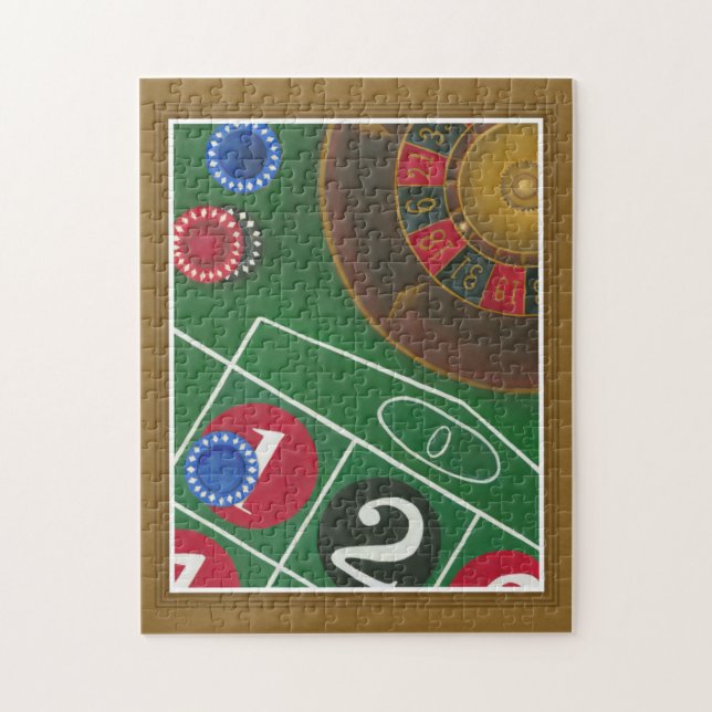 Roulettetisch mit Chips und Rädern Puzzle (Vertikal)