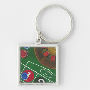 Roulettetisch mit Chips und Rädern Schlüsselanhänger